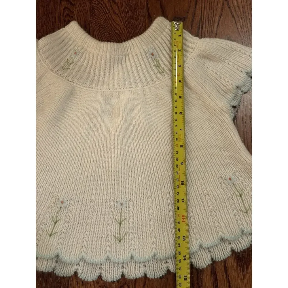 Vintage Little Ones Baby Girl 6-12 Months Embroidered Floral Sweater Made Greece